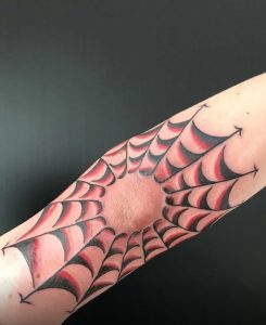 Red and Black Web Tattoo