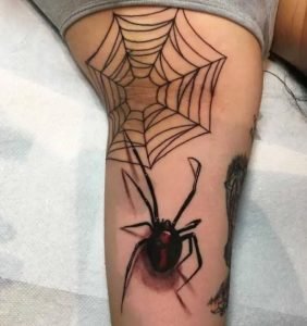 Spider Web Tattoo Art On Body
