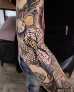 Spider Web Elbow Tattoo 