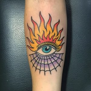 Spider Web Tattoo On Leg