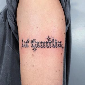 Sleeve Writing Tattoo Idea 
