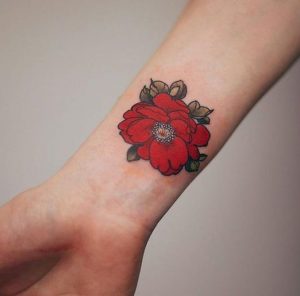 Peony Flower Tattoo Wrist