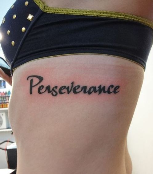 Perseverance Thigh Tattoo