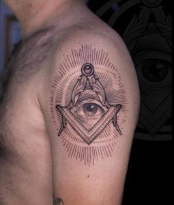 Freemason Small Tattoo On Sleeve 